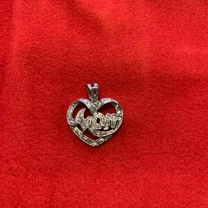 Silver 925 Heart 'Mom' Pendant